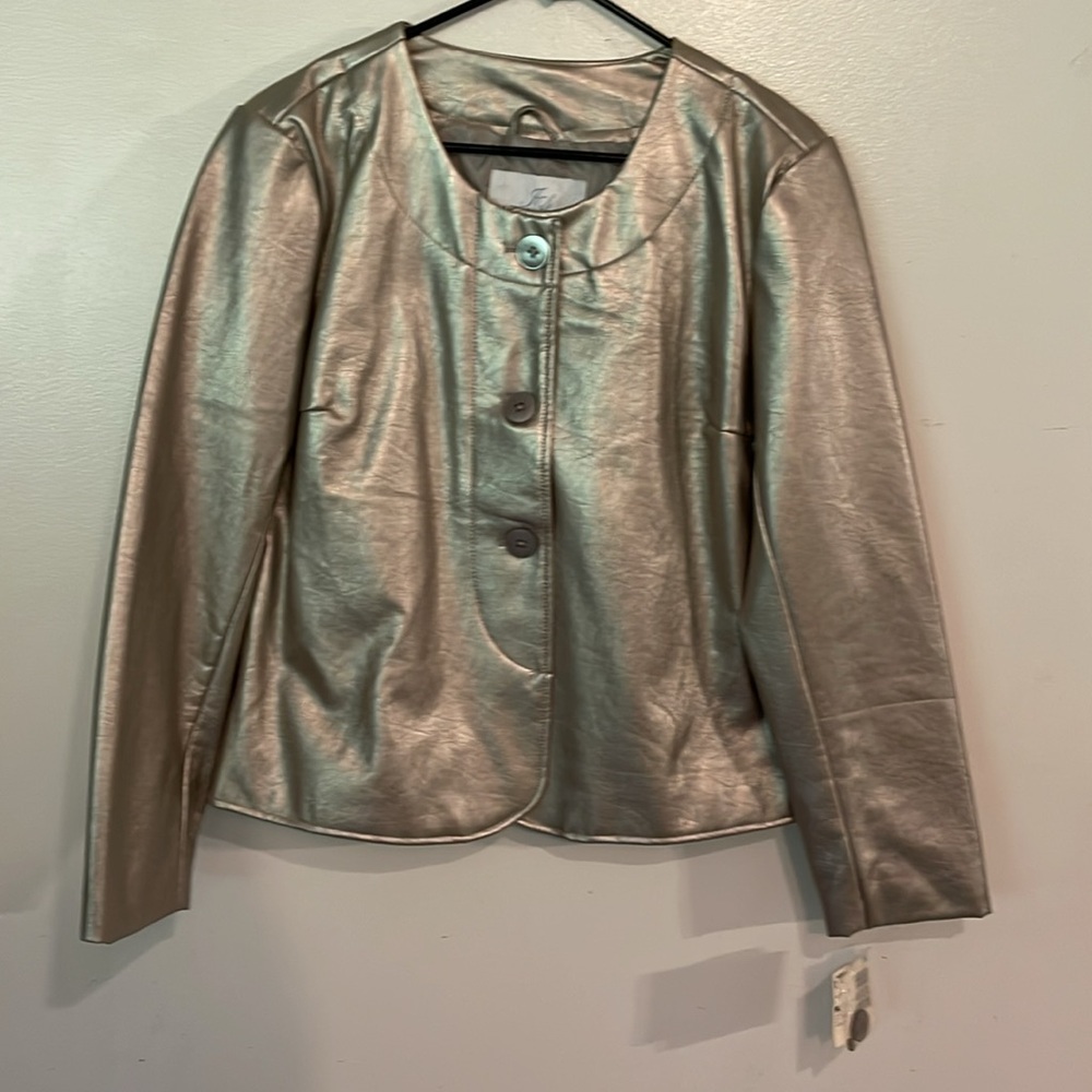 Jaclyn Smith Ladies Silver Jacket NEW Size L Vintage Classic for all occasions - Picture 2 of 6